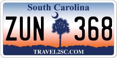 SC license plate ZUN368