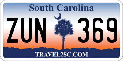 SC license plate ZUN369