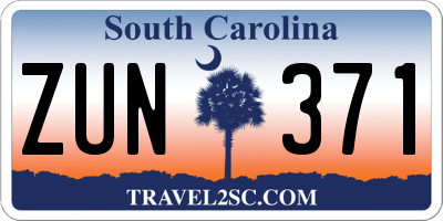 SC license plate ZUN371