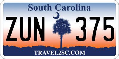 SC license plate ZUN375