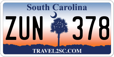 SC license plate ZUN378