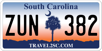 SC license plate ZUN382