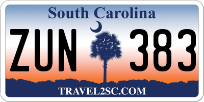 SC license plate ZUN383