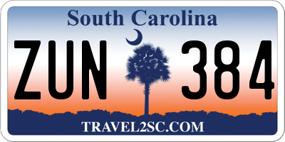 SC license plate ZUN384