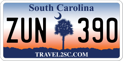 SC license plate ZUN390