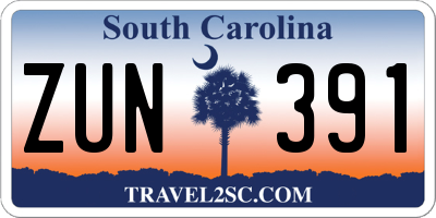 SC license plate ZUN391