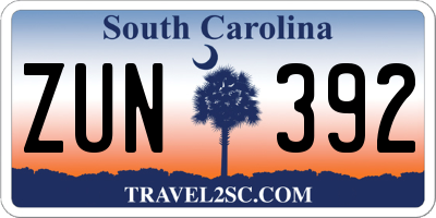 SC license plate ZUN392