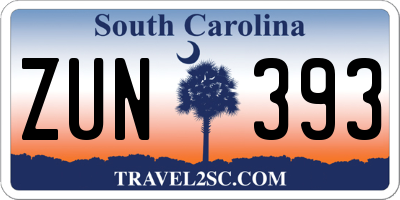 SC license plate ZUN393
