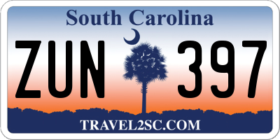 SC license plate ZUN397
