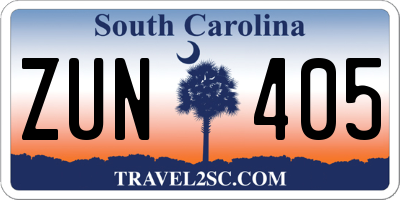 SC license plate ZUN405
