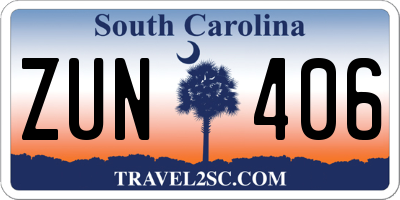 SC license plate ZUN406