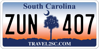 SC license plate ZUN407