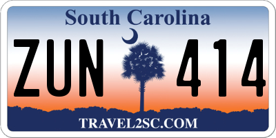 SC license plate ZUN414