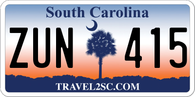 SC license plate ZUN415