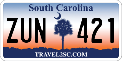 SC license plate ZUN421