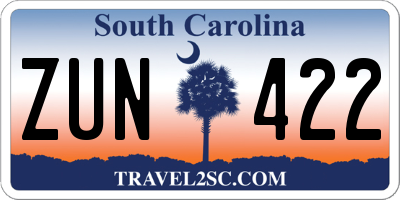 SC license plate ZUN422
