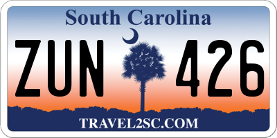 SC license plate ZUN426
