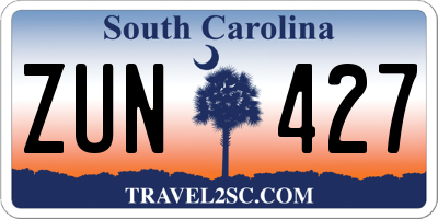 SC license plate ZUN427