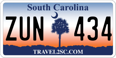 SC license plate ZUN434