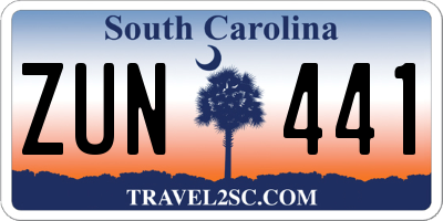 SC license plate ZUN441