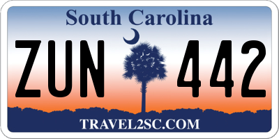 SC license plate ZUN442
