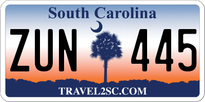 SC license plate ZUN445