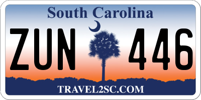 SC license plate ZUN446