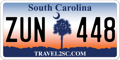 SC license plate ZUN448