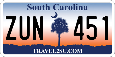 SC license plate ZUN451