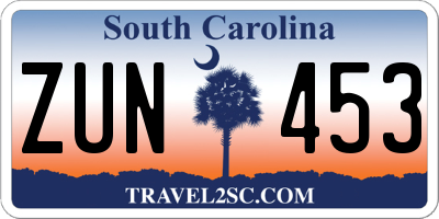 SC license plate ZUN453
