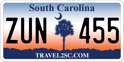 SC license plate ZUN455