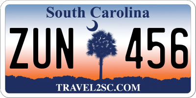SC license plate ZUN456
