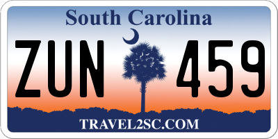 SC license plate ZUN459