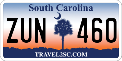 SC license plate ZUN460