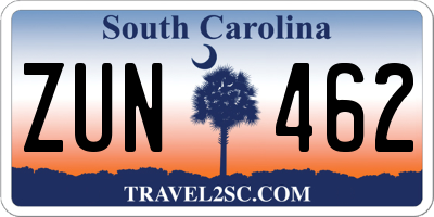 SC license plate ZUN462