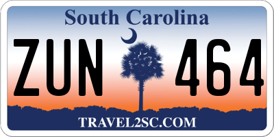 SC license plate ZUN464