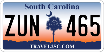 SC license plate ZUN465