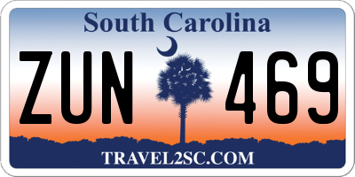 SC license plate ZUN469