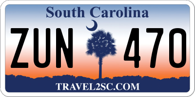SC license plate ZUN470