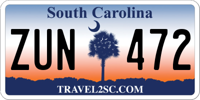 SC license plate ZUN472