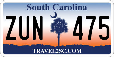 SC license plate ZUN475
