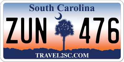 SC license plate ZUN476