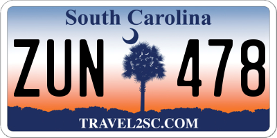 SC license plate ZUN478