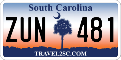 SC license plate ZUN481