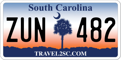 SC license plate ZUN482