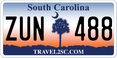SC license plate ZUN488