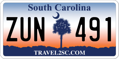 SC license plate ZUN491