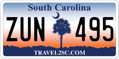 SC license plate ZUN495