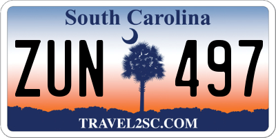 SC license plate ZUN497