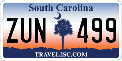 SC license plate ZUN499